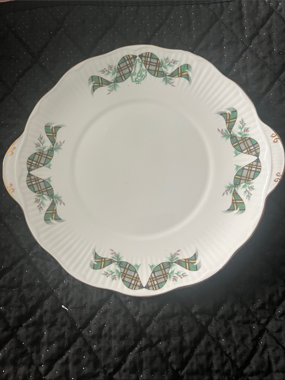 Vintage Queen’s Rosina China Cape Breton Tartan Handled Cake Plate - 10”